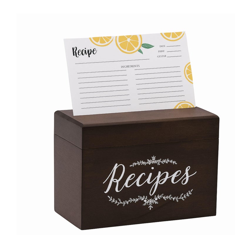 OUTSHINE Wooden Recipe Box with Cards and Dividers - 4x6 Vintage Recipe Box for Kitchen Organization - Cute Recipe Storage to Write in Your Own Recipes - Image 1